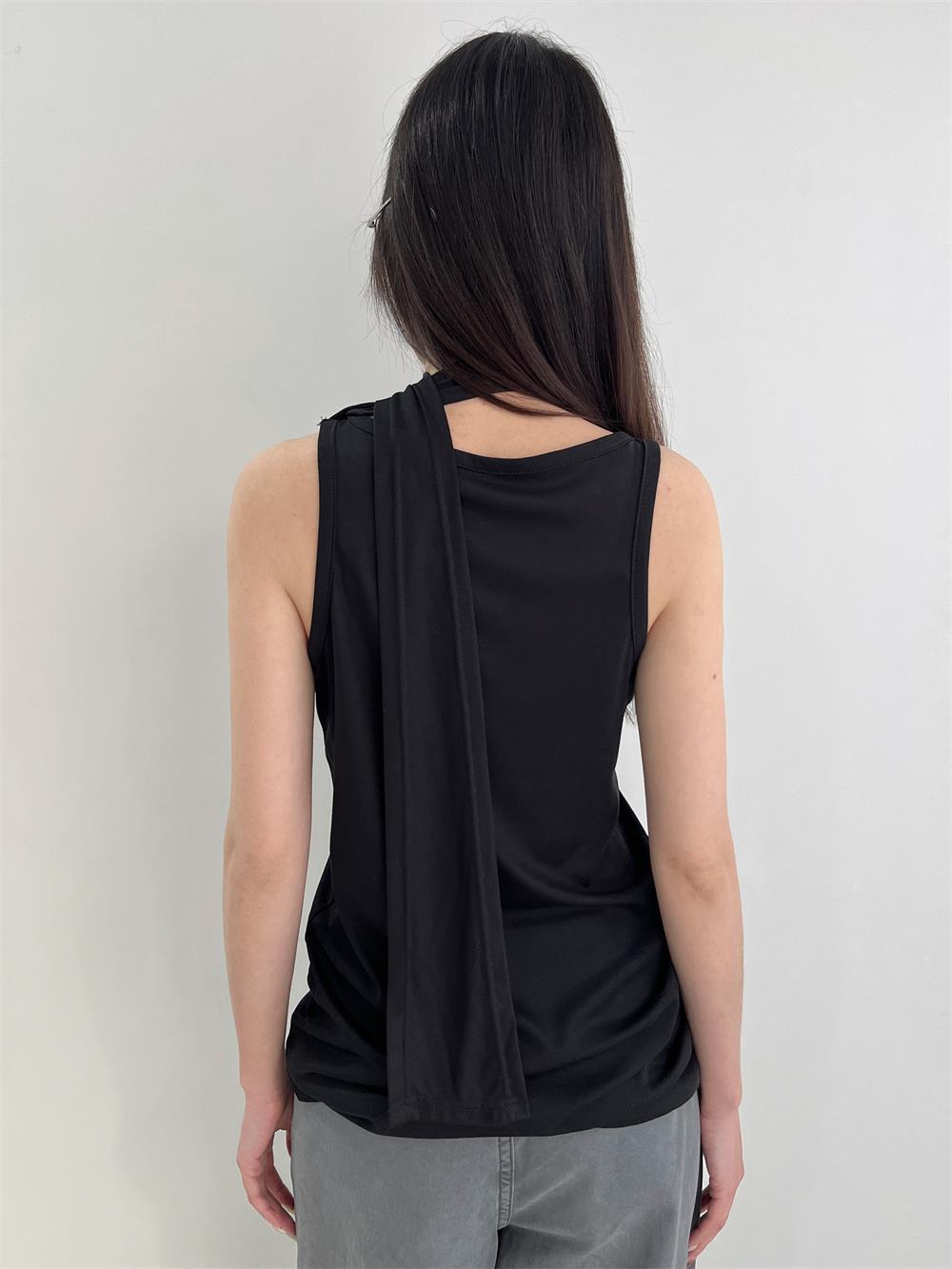 Yuyi 2026 Spring/Summer Sweet Slimming U-Neck Women s Neck Warmer Vest One Size чёрный