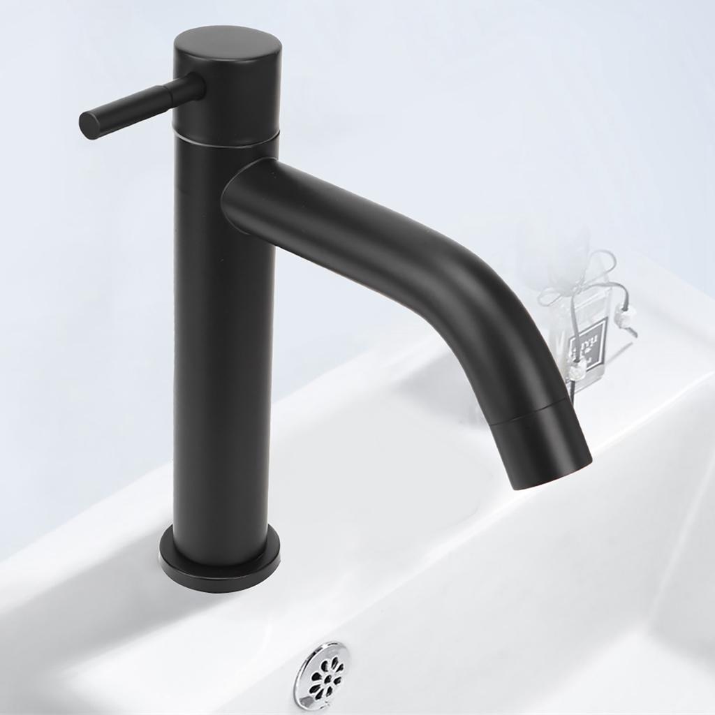 Stainless Steel Bathroom Basin Sink Faucet Single Cold Water Tap Faucet with Hose