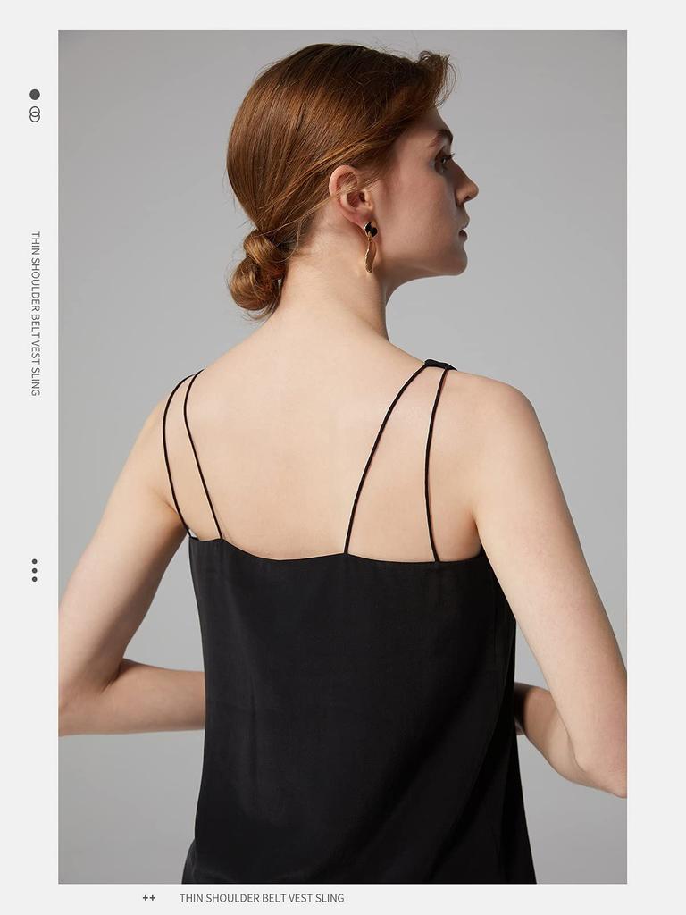 Janeouli Tank Black Women's Top, Camisole, Underwear, V-Neck, Comfortable, Breathable, Stretchy, Basic, Polyester,