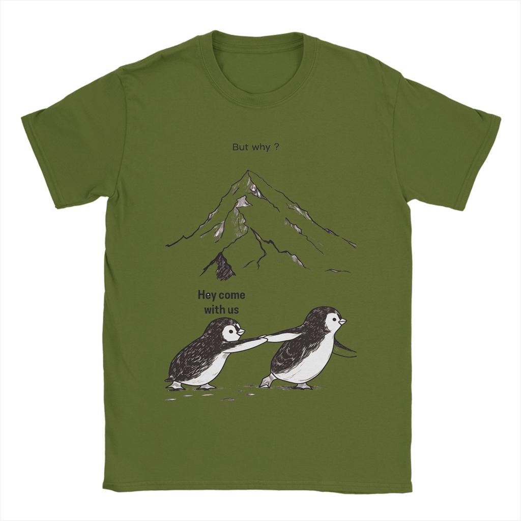 Zabawne Koszulki z Pingwinem Nihilistą Męskie Okrągły Dekolt 100% Bawełna T-shirt Krótki Rękaw Koszulka z Nadrukiem Top