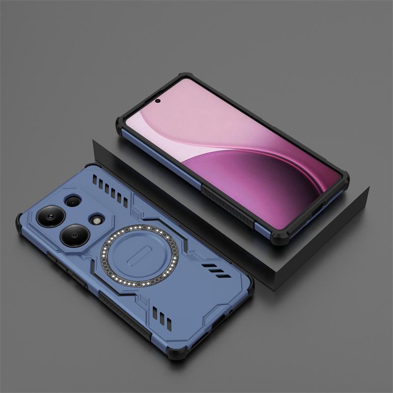 Armor Case For Xiaomi Poco M6 Pro 4G Magnetic Adsorption Wireless Charge Cover For Poco M6 Pro 4G Case For Poco M6 Pro 4G Case