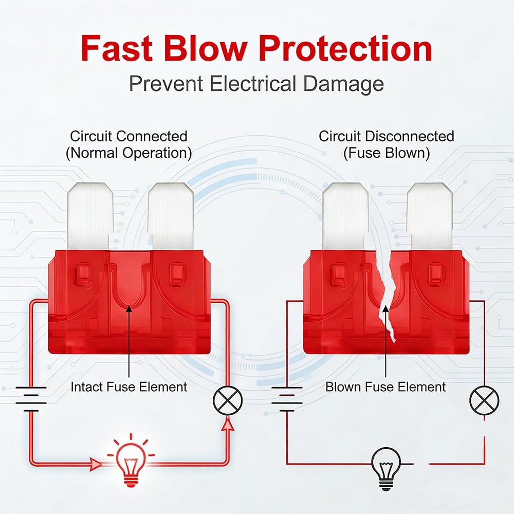 (80Pcs) 10 Amp Standard Fuse, 10A Car Blade Fuses for Car/RV/Truck/SUV/Motorcycle/Boat