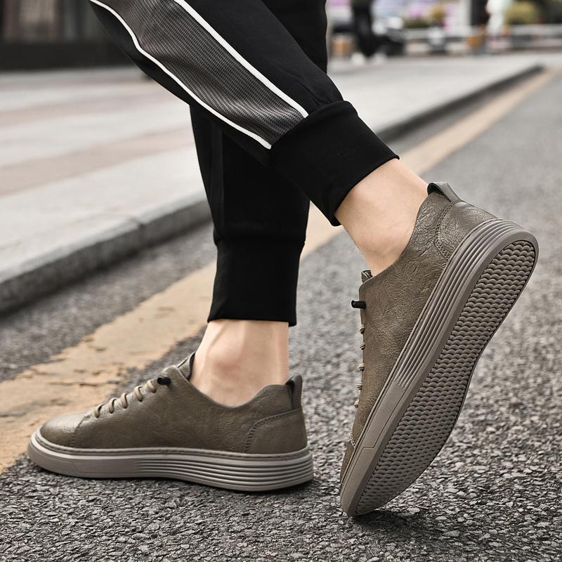 Klasické pánské prodyšné tenisky Pravá kůže Pánská ležérní obuv Univerzální šněrovací Pánská vycházková obuv Pánská protiskluzová obuv