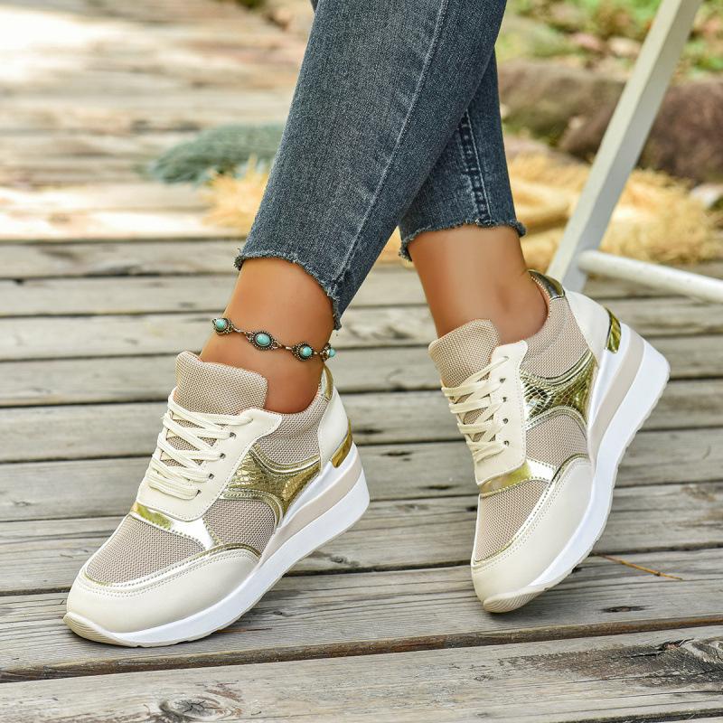 Large size casual sports shoes, new European and American platform-soled front lace-up sports shoes
