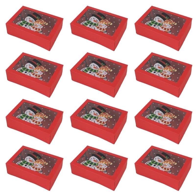 12 Pcs Christmas Cookie Boxes Holiday Gifts Baking Box Food Treat Container