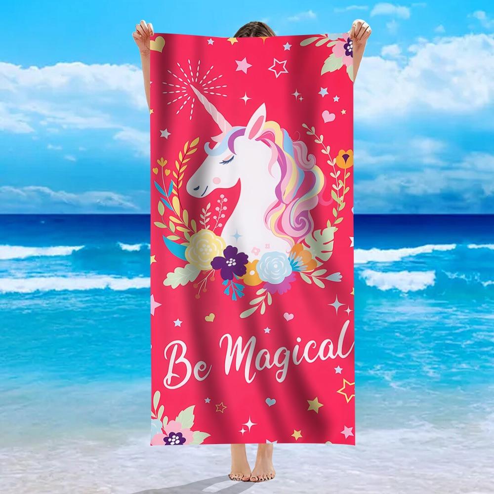 Asciugamano da Spiaggia Tropicale Fenicottero Tartaruga Unicorno Farfalla Ananas Poliestere Asciugatura Rapida Senza Sabbia Asciugamani da Bagno per Estate Mare