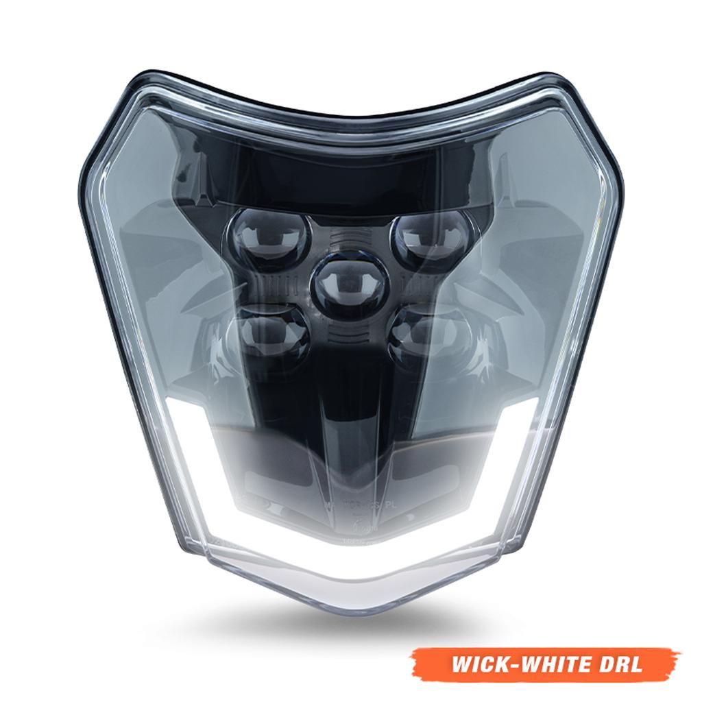 Powerzone For KTM EXC XCW SX MX Motorcycle Dirt Bike Headlights LED Universal Supermoto Enduro Head Light Headlamp