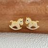 Gold Zirconia Horse Stud Earrings for Women - Elegant Autumn/Winter Versatile Jewelry
