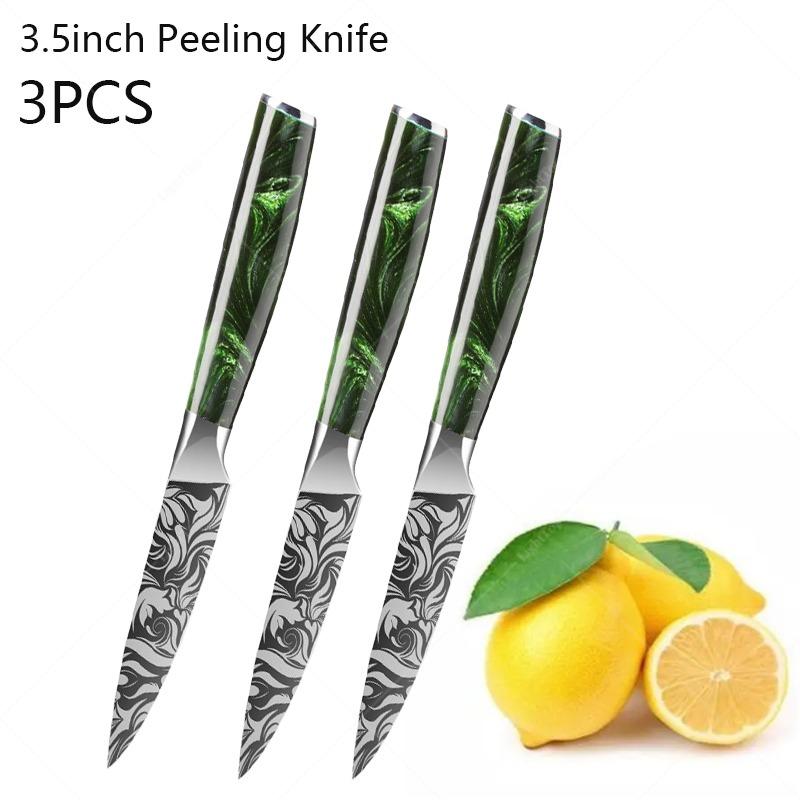 Stainless Steel Fruit Knife Small Damascus Pattern Fruit Peeling and Slicing Multi-purpose Knife Household Kitchen Knife