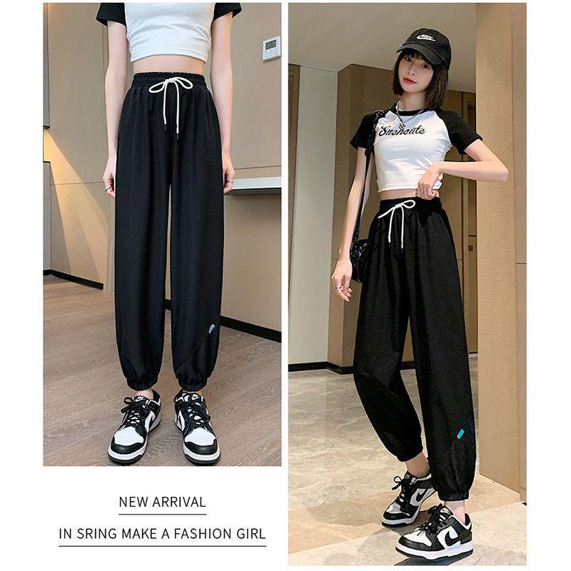 Women's Ice Silk Quick-Dry Cropped Sports Pants - Thin, Loose, Slimming, Plus Size, Trendy, Versatile Summer Wear