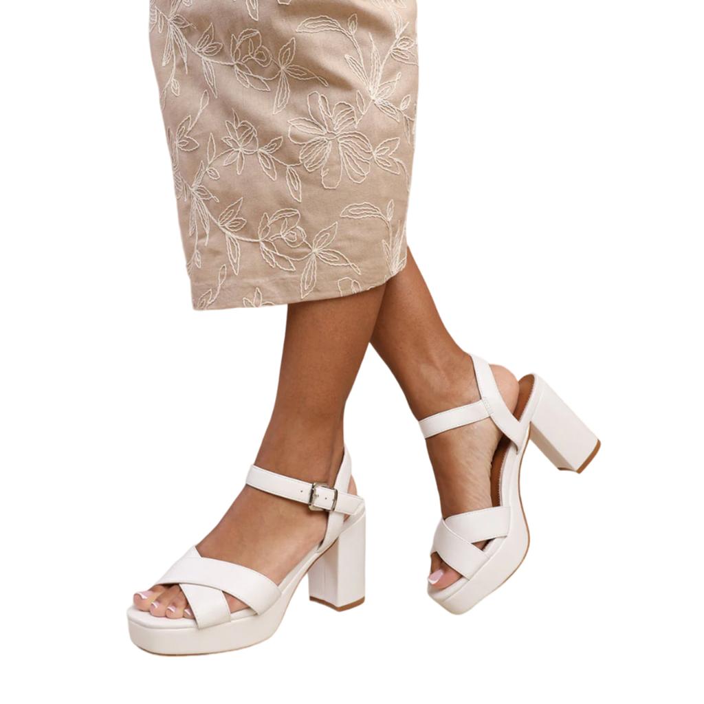 Where's That From Tocuri înalte cu platformă largă și barete din PU Marcia pentru femei/femei