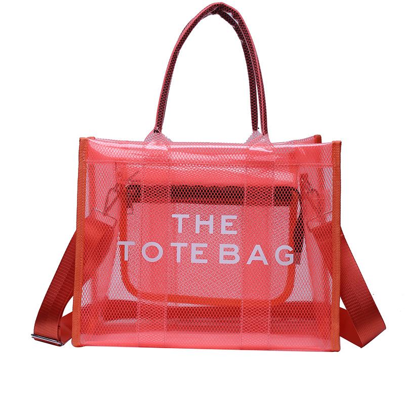 Bag female, large-capacity transparent holding bag, portable messenger jelly bag, export beach bag.