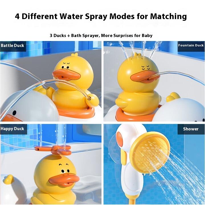 Baby Bath Toys, Children's Shower Electric Bath, Baby Bathroom Bath Bath Play Toys, Sealed Waterproof Little Yellow Duck 5-piece Set