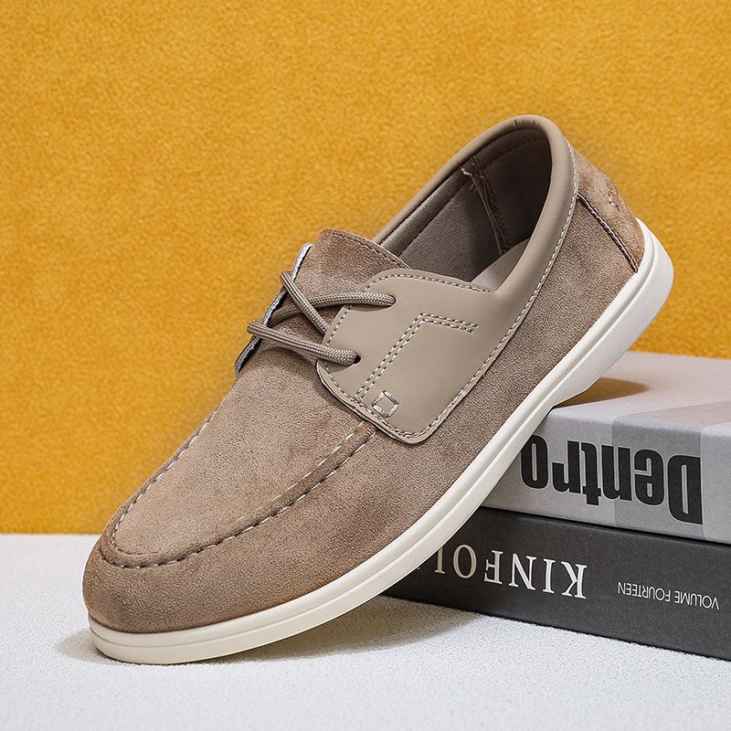 Fashion Men Flat Loafers 2025 Frosted Suede Flat Shoes Comfortable Non Slip Fashion Loafers Vintage Trendy Outdoor Business Casual Shoes