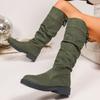 Women Stylish Mid-Calf Slouchy Boots Soft Comfortable Round Toe Design Easy Pull-On Closure Outdoor Casual Shoes Shoes for Women