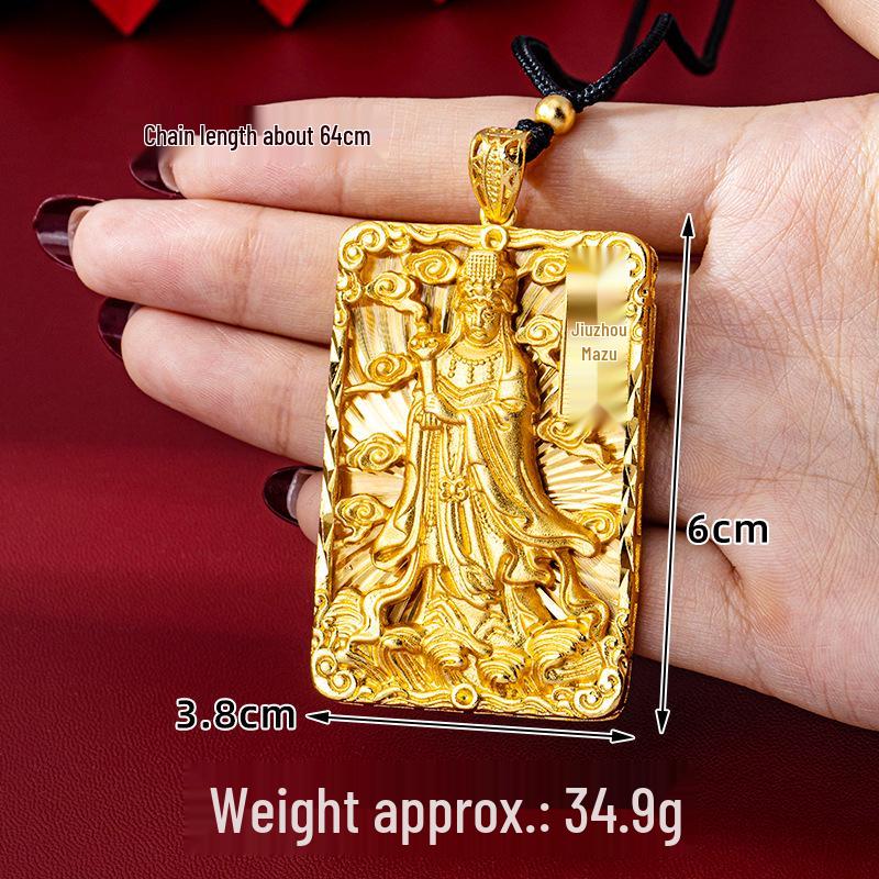 

Vietnamese Meizhou Mazu Peace Necklace - Women s Imitation Gold Tianhou Pendant