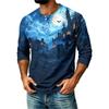 Men's Casual Raglan Three-Quarter Sleeve Shirt Halloween Print