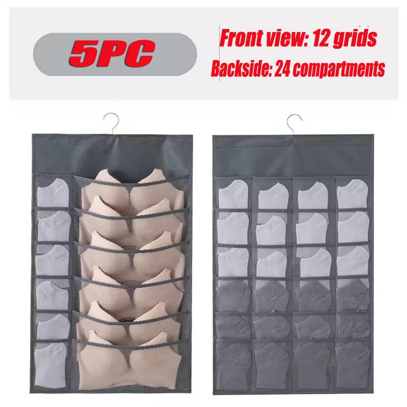 Double Sides Underwear Storage Hanging Bag Dormitory Home Wardrobe Hanging Wall Foldable Bag Underpants Socks Organizer