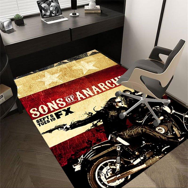

1pc Sons of Anarchy themed Office Carpet Chair Mats - durable polyester rug for home theater, office, dorm room decor - tA39 60cm by 90cm