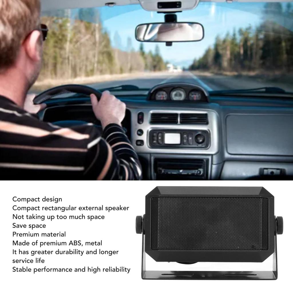Car Radio External Speaker, Rectangular External Communication Speaker for Ham Radio or CB and Mobile Transceivers, 5 Watts, for Car, Truck, or