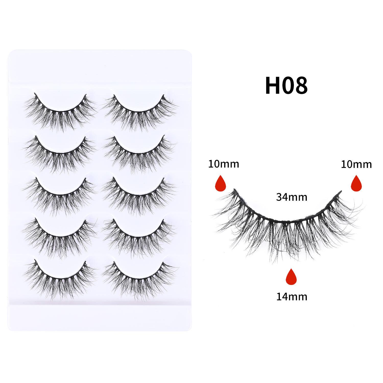 

Набор из 5 пар накладных ресниц из синтетического волокна 5D в стиле «месси», перекрестный дизайн с натуральным 3D-эффектом.