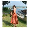 YYFS Women's Fashion Summer Spring Solid Color Print Sleeveless V-Neck High Waist Casual Dresses