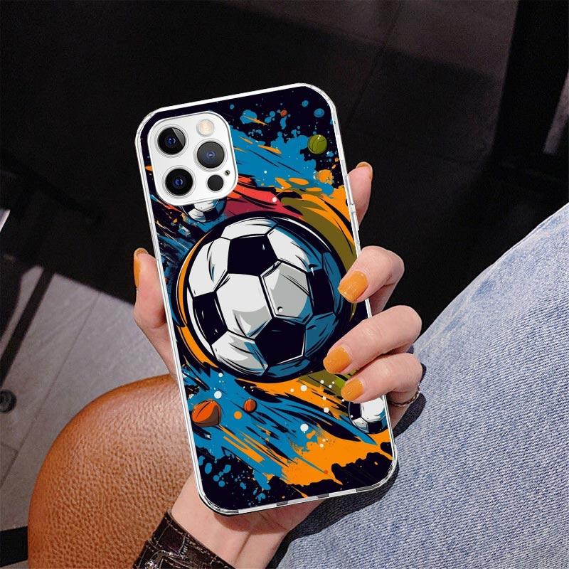 Football Soccer Ball Design Phone Case For iPhone 17 Air 16 Pro Max 16E 15 + 14 Plus 11 12 13 Mini 7 8 SE Gift Print Cover Funda