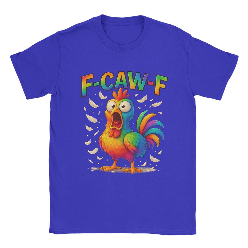 F-CAW-F Funny Chicken Humor Design Men T Shirt Casual Tee Shirt Short Sleeve Crew Neck T-Shirts Cotton Gift Idea Clothes