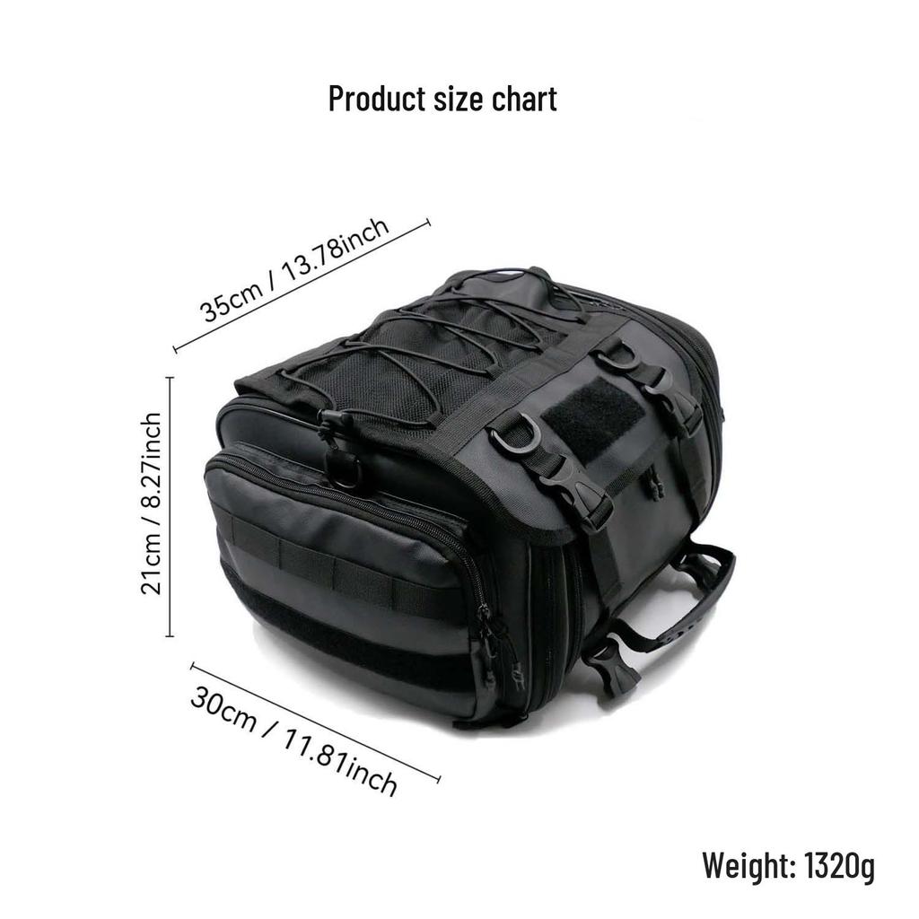 Expandable Large-Capacity Motorcycle Tail Bag - Multifunctional Rear Seat Travel Bag