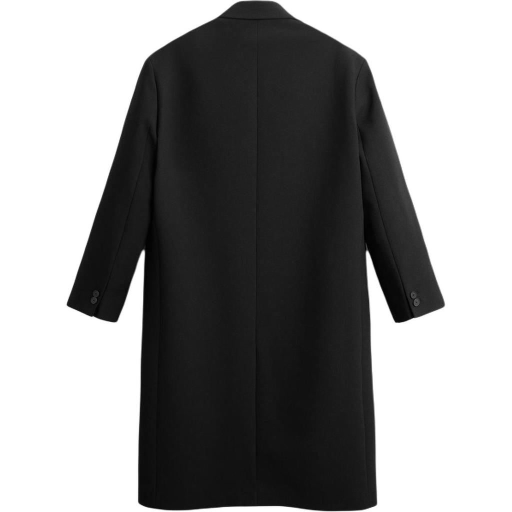 Zara Solid Color Loose Fit Lapel Long Sleeve Single Breasted Mid-Length Coat Men coats Black 4376266-800