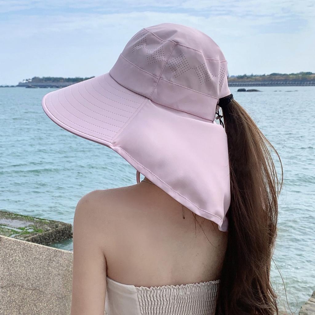 Breathable tea picking sunscreen hat women's new summer sun hat women's face covering large brim outdoor sun hat