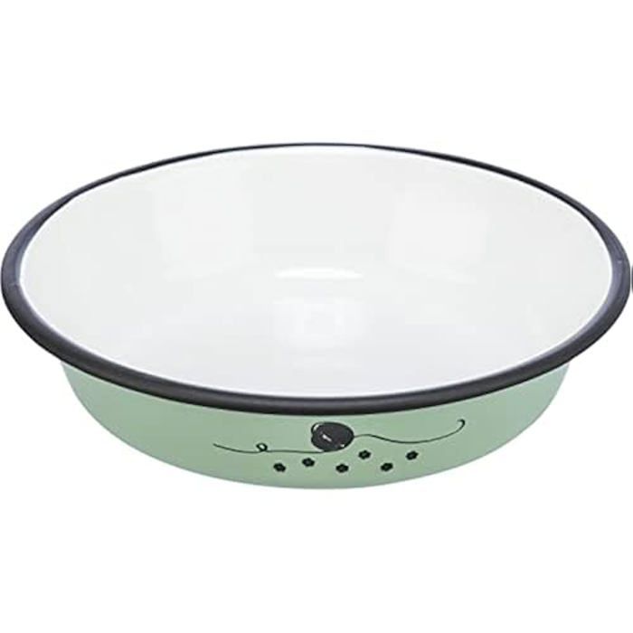 Mangeoire - TRIXIE - Modèle Plat - Émail/Acier Inoxydable - Antidérapant - 0,2 L/12 Cm