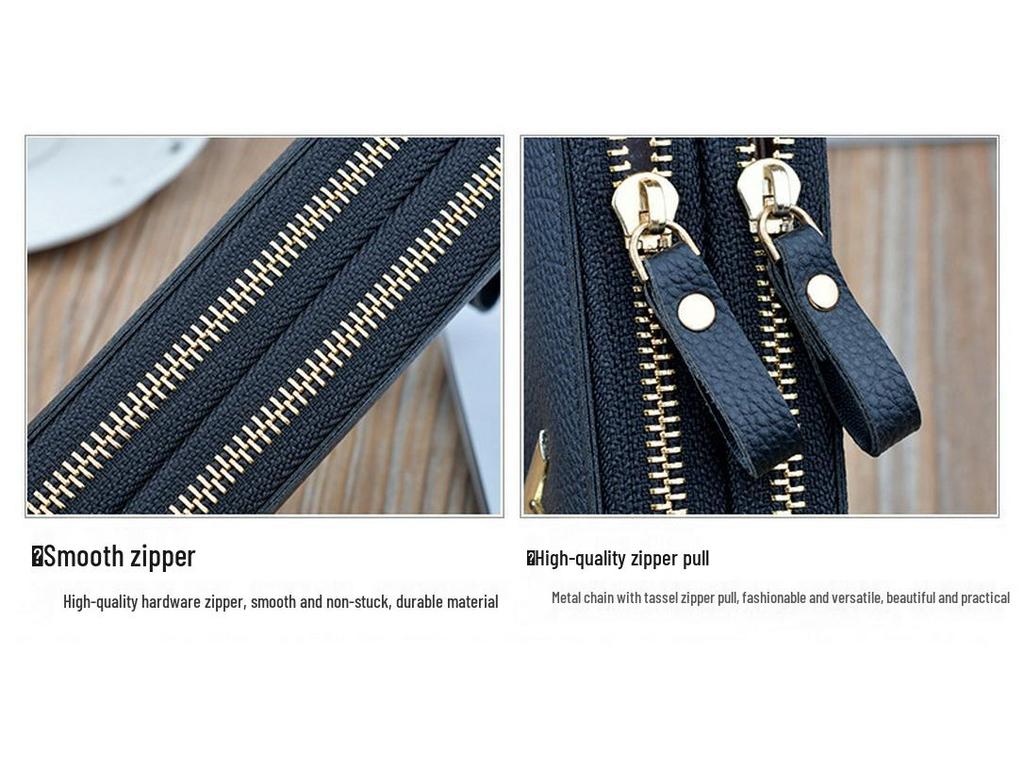 Women's Double Zipper Plaid Wallet - Large Capacity Clutch with Coin Purse & Phone Holder