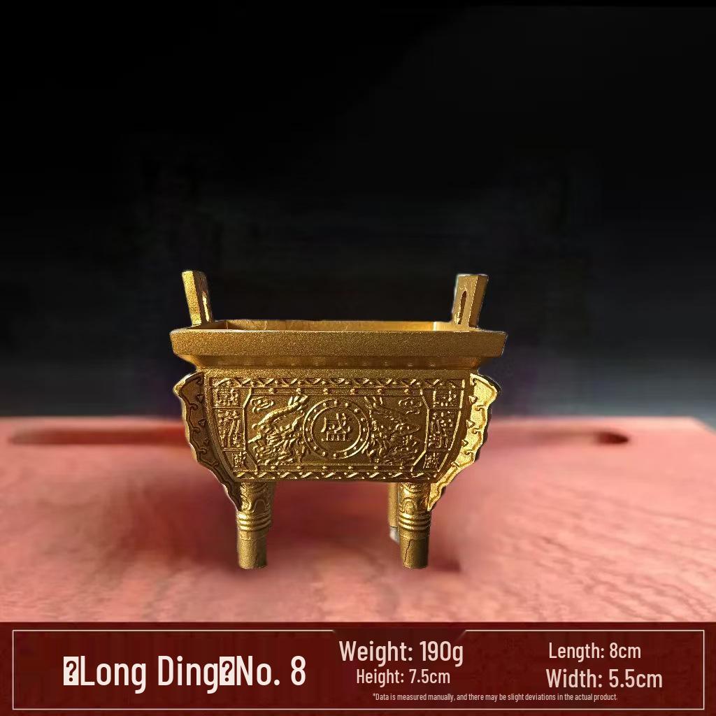 Brass and Copper Double Dragon Ding: Decorative Office & Home Ornament