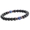 Volcanic Stone & Moonstone Men's Beaded Bracelet with Obsidian Accents