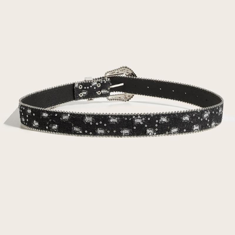 Hot Girl Waist Belt Beaded Buckle for Street Dance Jean Belt Livehouse Punk Waist Chain Stunning Sequins