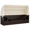 Letto da Lounge da Esterno con Tenda e Cuscini in Polyrattan Marrone