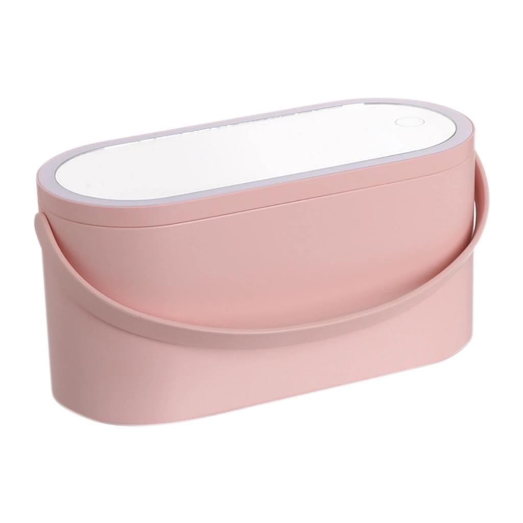 Portable Makeup Box with Light Up Mirror Waterproof Cosmetic Storage Box Travel Makeup Case for Women and Girls