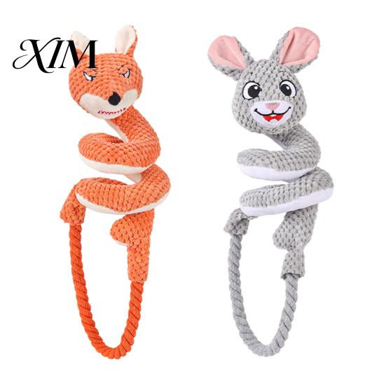 Interactive Tug of War Toys for Dogs Dog Rope Toy, Cute Fox Rabbit Squeaky Chew Toy with Crinkle Paper, Durable Medium Large Pull Dogs, Pet