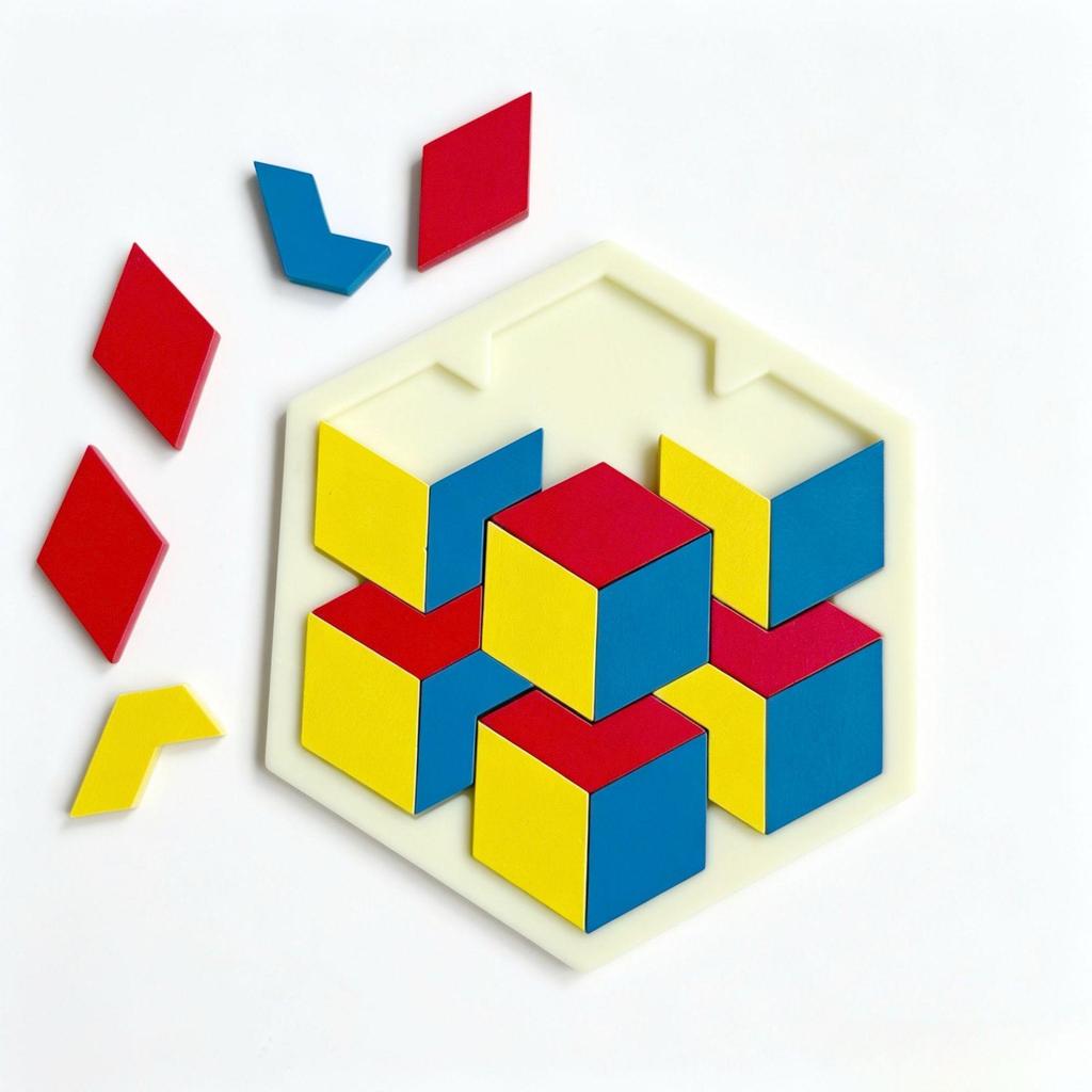 3D Tangram Puzzle: Optical Illusion Brain Teaser for Kindergarten Kids, Boys & Girls, Age 3+