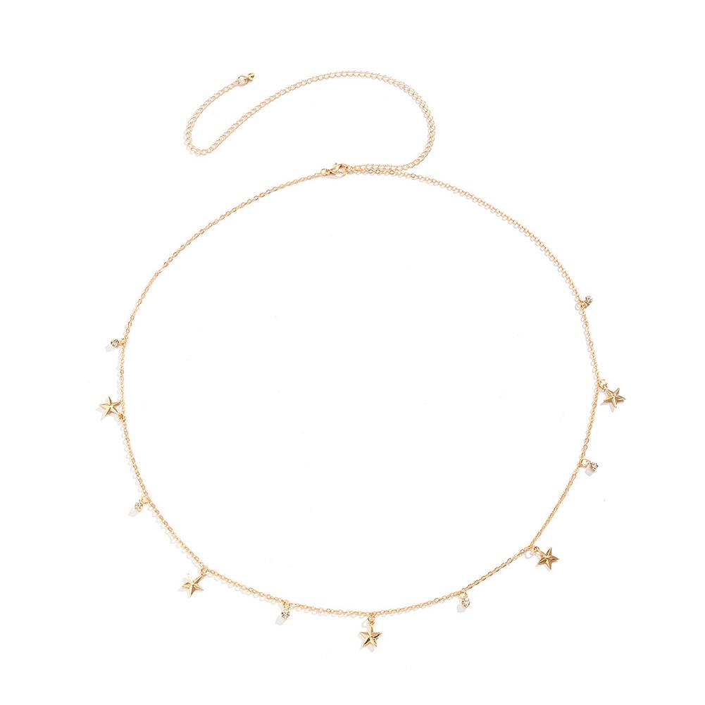 Sommer Neu Boho Minimalistisch Mehrschichtige Taillenperlen Für Frauen Pailletten Kette Geometrischer Bauchschmuck I0T4