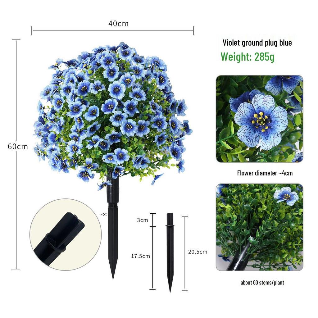 Lavender Violet Ground Plug Potted Plant for Indoor Courtyard Decoration - Green Bonsai Ornament