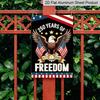 2D Flat Decorative 8×12 Inch Aluminum Plaque Metal Sign | 250 Years of Freedom (1776-2026): Bald Eagle with Dual US Flags; Honor 250 Years of