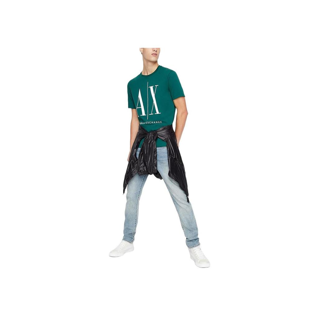 Armani Exchange Ss22 Letter Print Crew Neck Short Sleeve T-Shirt Men Tops Light-Green 8NZTPA-ZJH4Z-1800