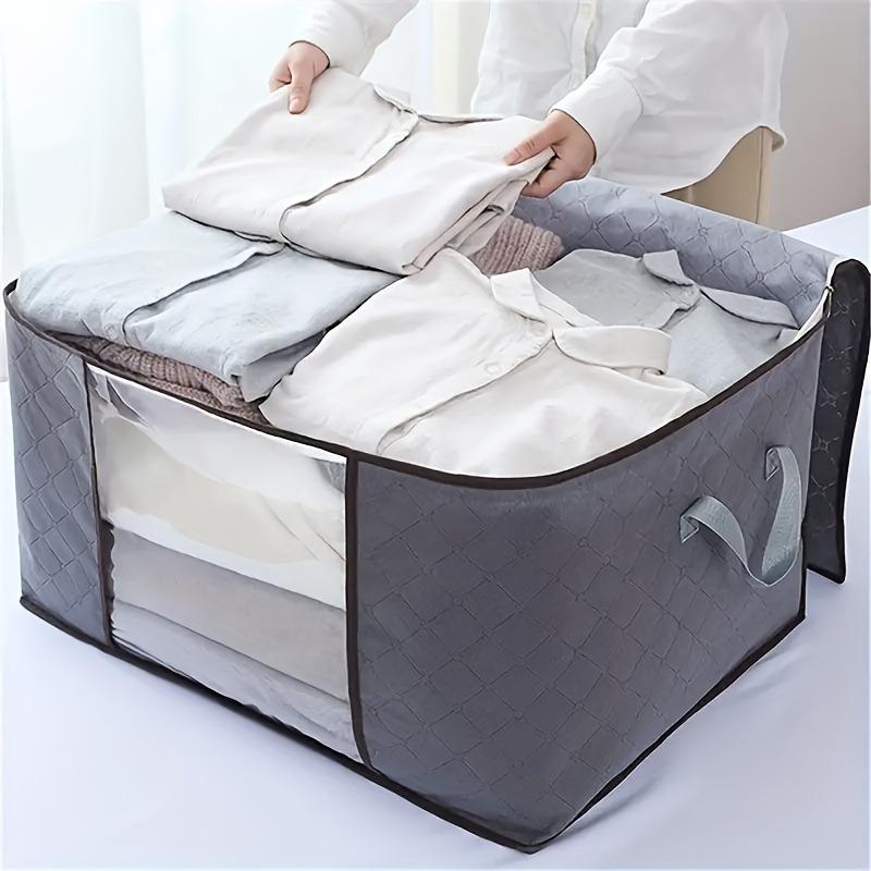 1pc Extra-Large Quilted Storage Bag – Reinforced Handles! Durable Organizer for Clothes, Bedding & Comforters, Clear Window