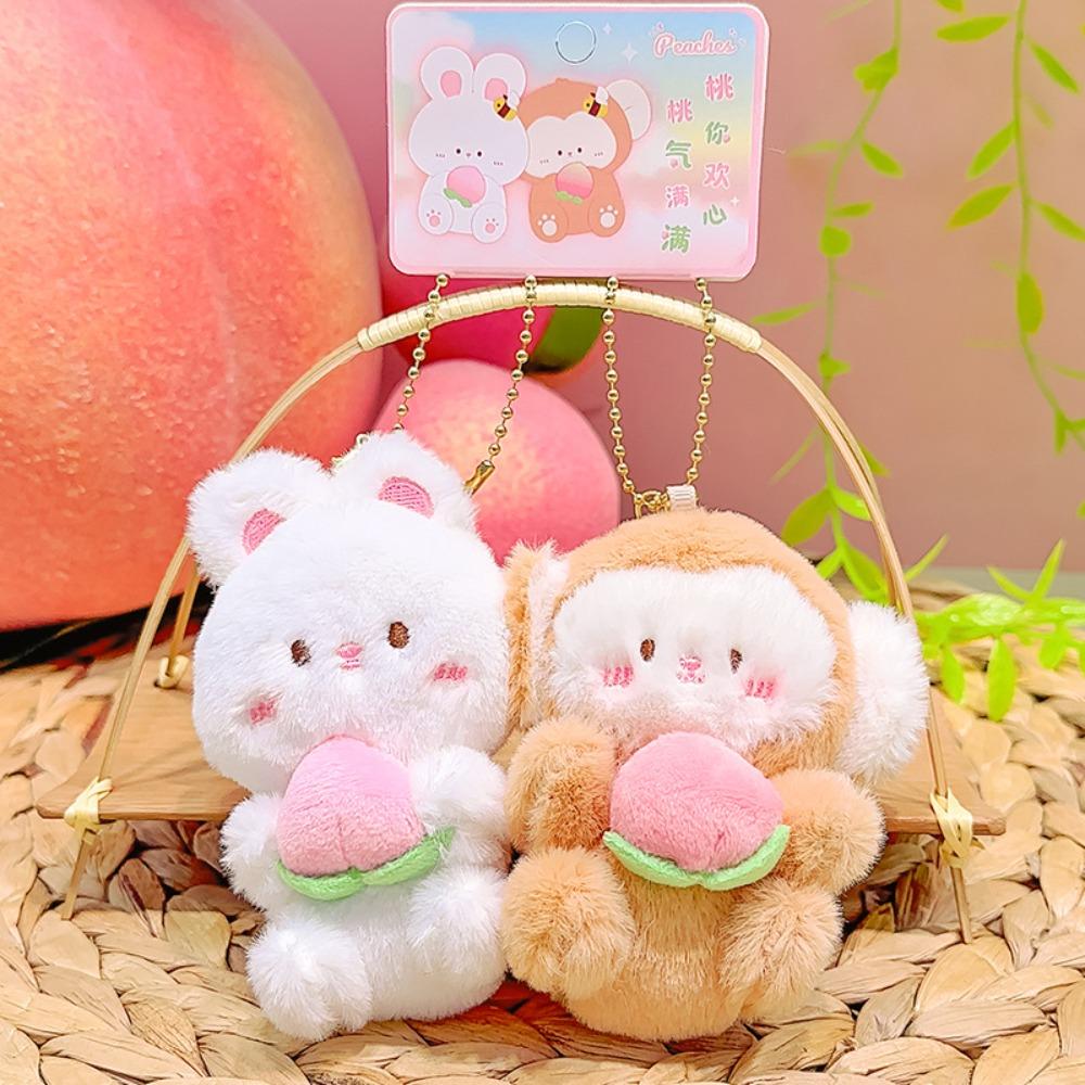 Stuffed Doll Plush Monkey Coin Purse Portable Cartoon Rabbit Keychain Bag Travel