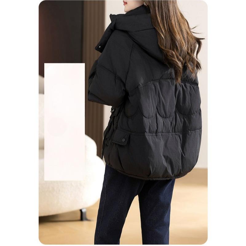 Winter Fashion Womens Down Cotton Jacket Short Loose Hooded Thick Warm Coat Korean Style Trendy