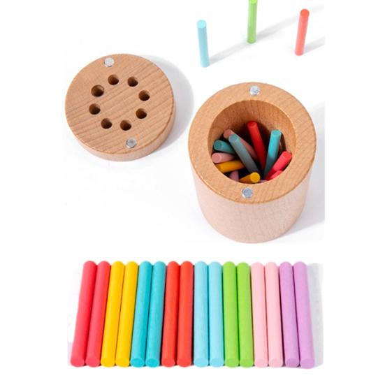 Fargesorteringsleke i tre for småbarn 1-3 år Fargesorteringskopp Montessori læringsleker Pedagogiske sensoriske matchende spill Gutter Jenter