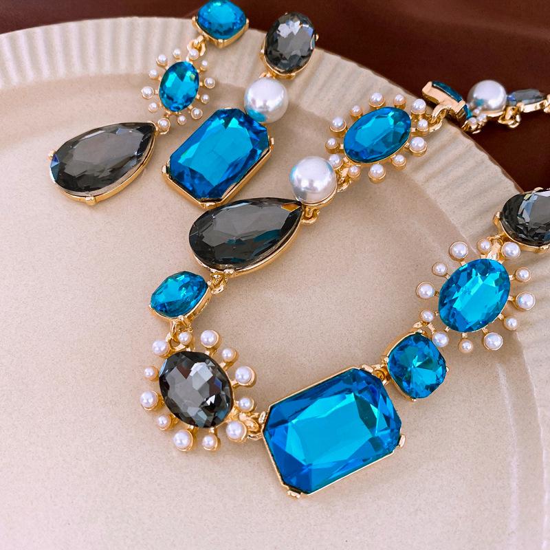 Vintage Rhinestone & Faux Pearl Teardrop Geometric Sterling Earrings - French Court Style for Women