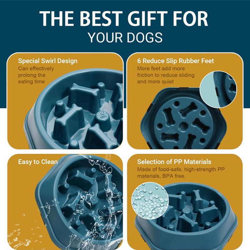 Pet Slow Food Bowl Cat/Dog Large Capacity Food Bowl To Relieve Anxiety, Anti-Choking, Non-Slip and Anti-Overturning Colored Bowl